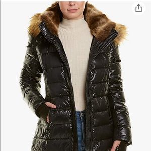 S13 SAM. Womens Green Zippered Faux Fur Hooded Down Puffer Winter Jacket Coat M